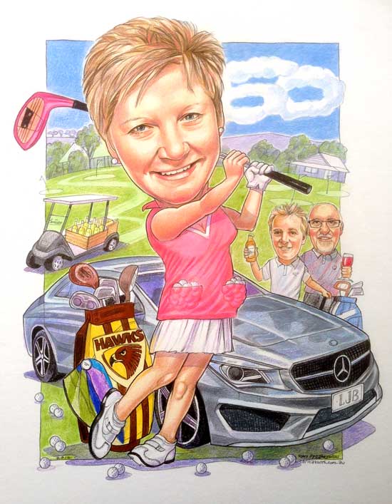 golf caricature